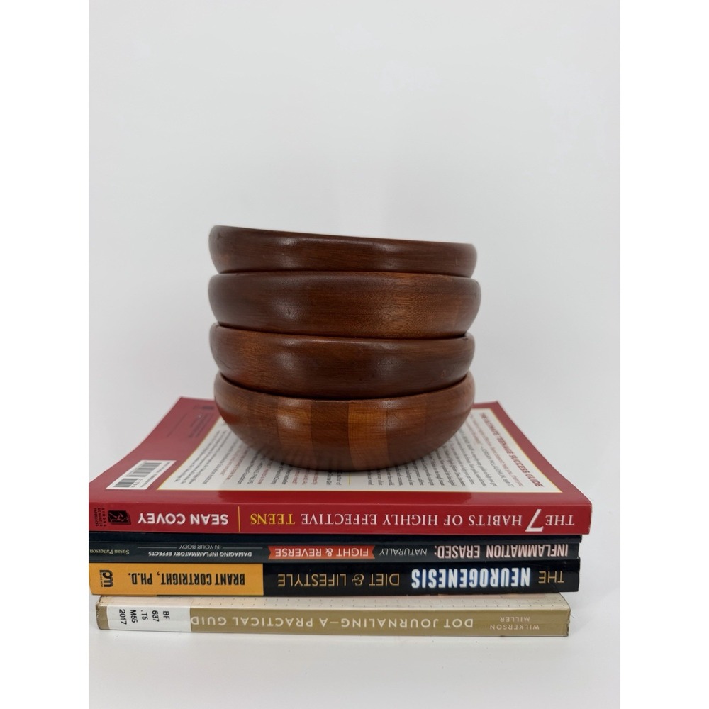 Vintage Munising 4 Bowls Set Wooden LOT Kitchen Serving Salad